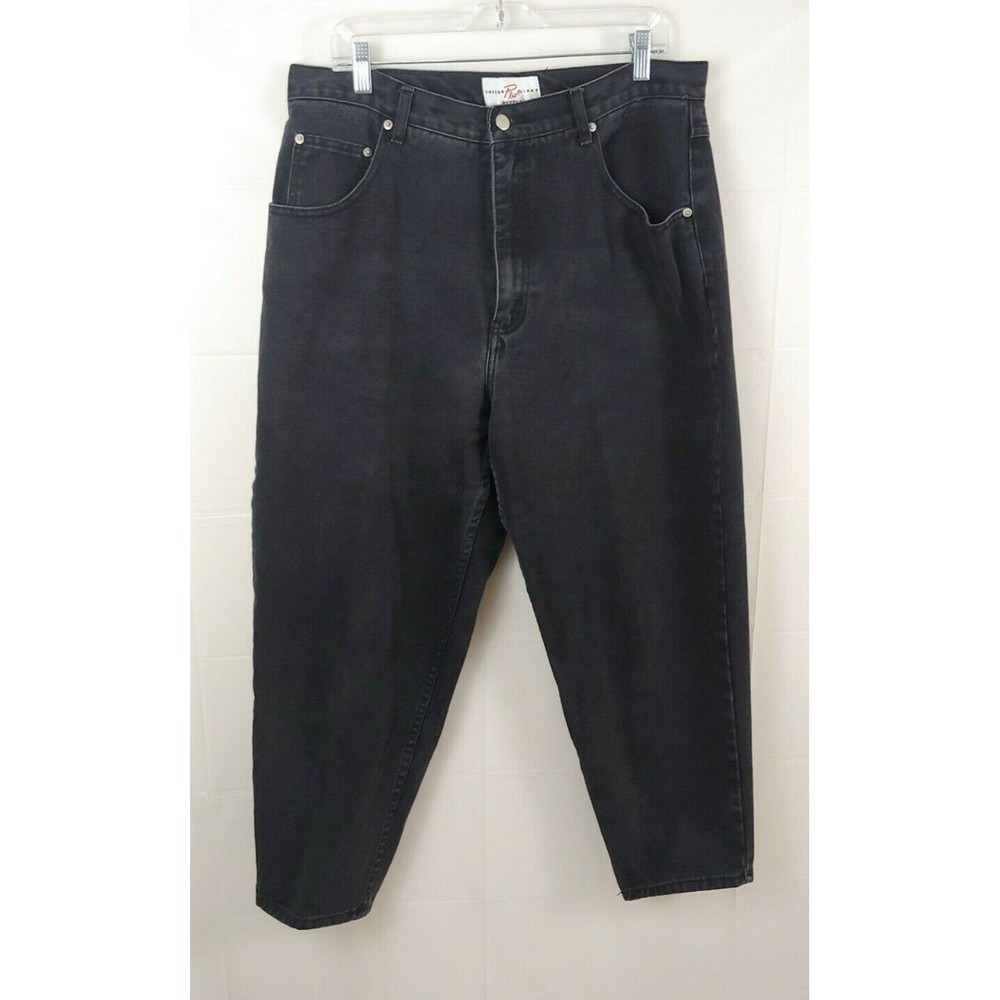 Vtg Cotton Ginny Petites Mom Jeans Sz 16 Faded Black High Rise Straight Leg